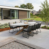 Livorno/Portofino Stone Grey dining tuinset | 6 personen | polystone + touw | 240cm