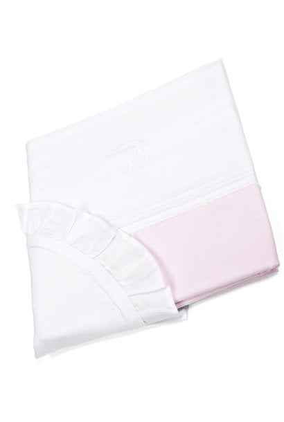 Wieg/box dekbedovertrek & kussensloopje Oxford Soft Pink