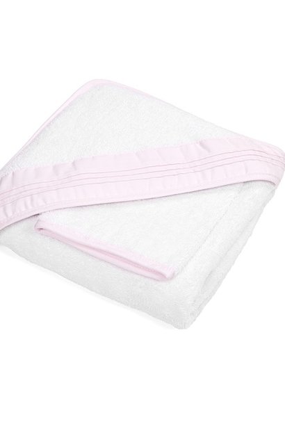 Hooded towel & washcloth Oxford Soft Pink