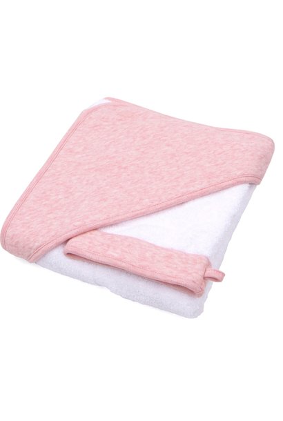 Hooded towel & washcloth Chevron Pink Melange