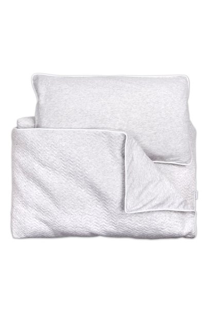Crib / Playpen Duvet Cover & Pillow case Chevron Light grey Melange