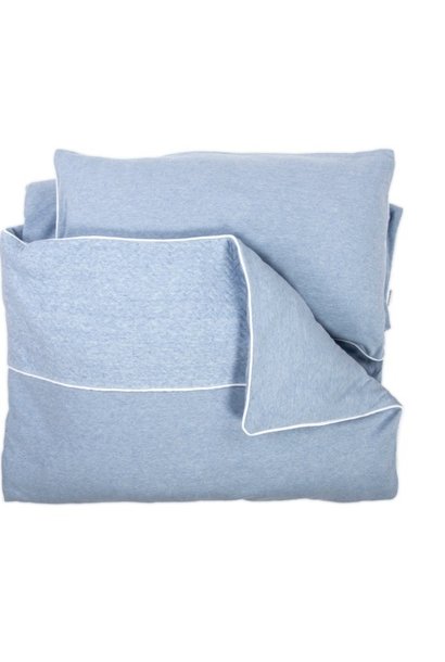 Crib / Playpen Duvet Cover & Pillow case Chevron Denim Blue