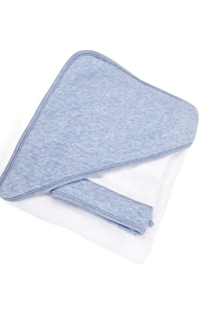 Hooded towel & washcloth Chevron Denim Blue