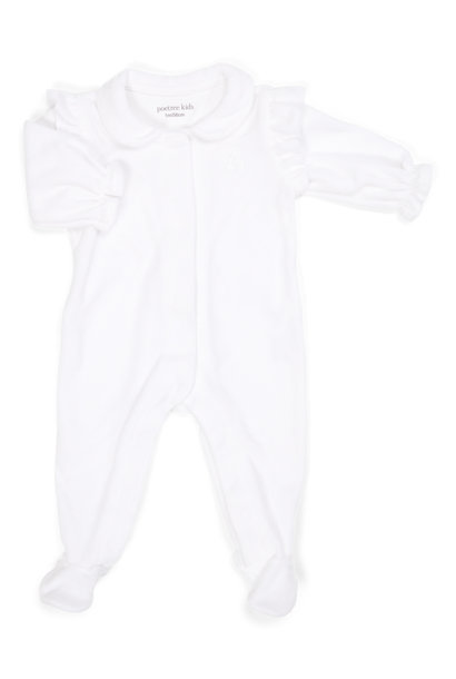 Babypakje Velours Wit met ruffles