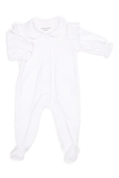 Velvet Baby suit White with ruffles