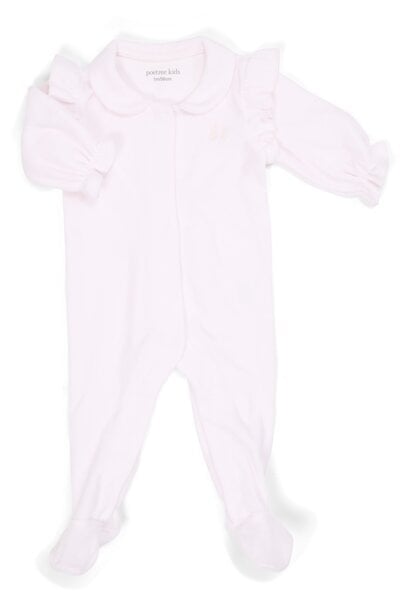 Velvet Baby Suit Soft Pink with ruffles