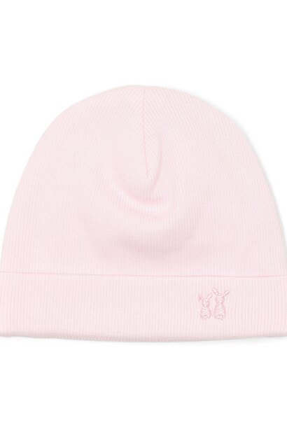 Bonnet bébé Olivia côte 2x2 rose tendre
