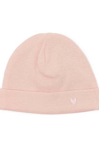 Bonnet bébé Olivia côte 2x2 Rose Blush