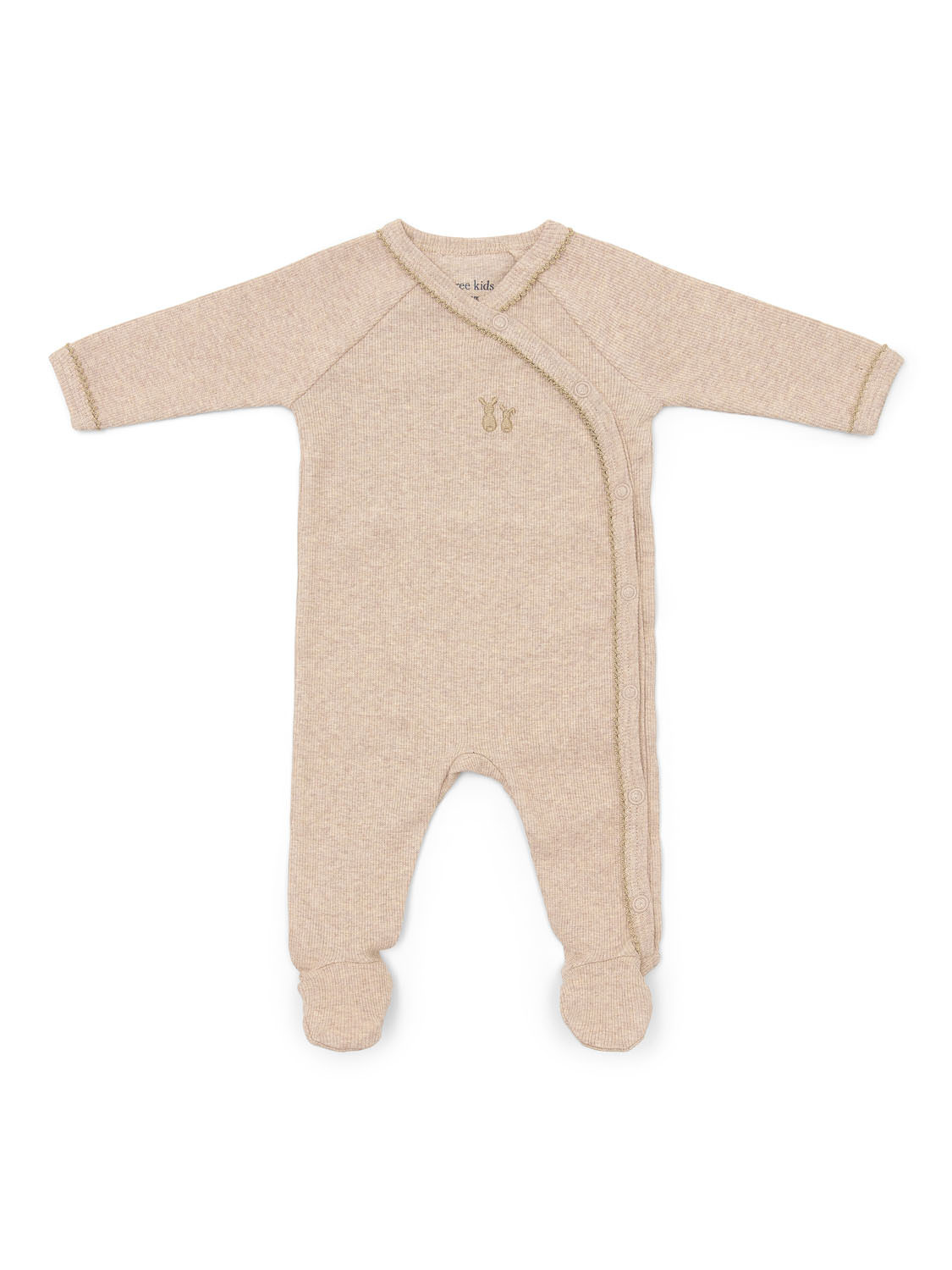 Teddy new born babysuit rib Camel-3