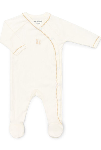 Teddy new born babysuit rib Cream