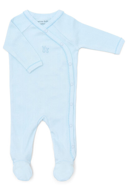 Teddy new born baby suit rib Baby-Blue