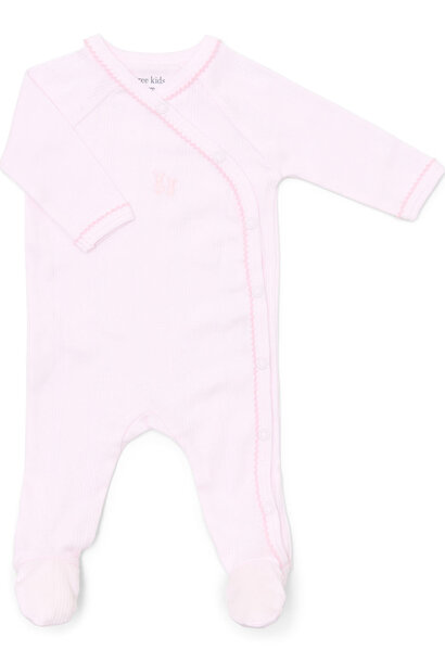 Teddy new born baby suit rib Soft-Pink