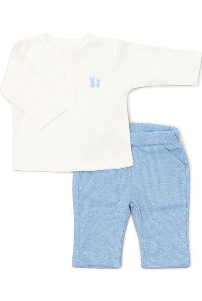 Luc baby set rib Denim-Blue