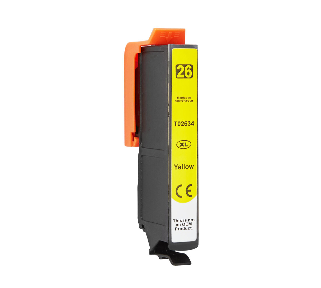 Merkloos C13T26344010 / T2634 geel inktcartridge - huismerk voor Epson Merkloos C13T26344010 / T2634 geel inktcartridge - huismerk voor Epson