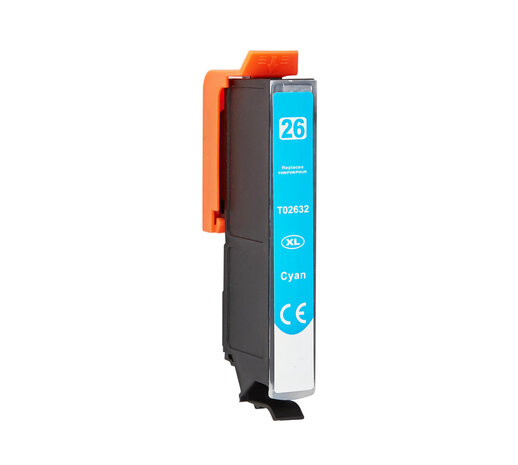 Merkloos C13T26324010 / T2632 cyaan inktcartridge - huismerk voor Epson