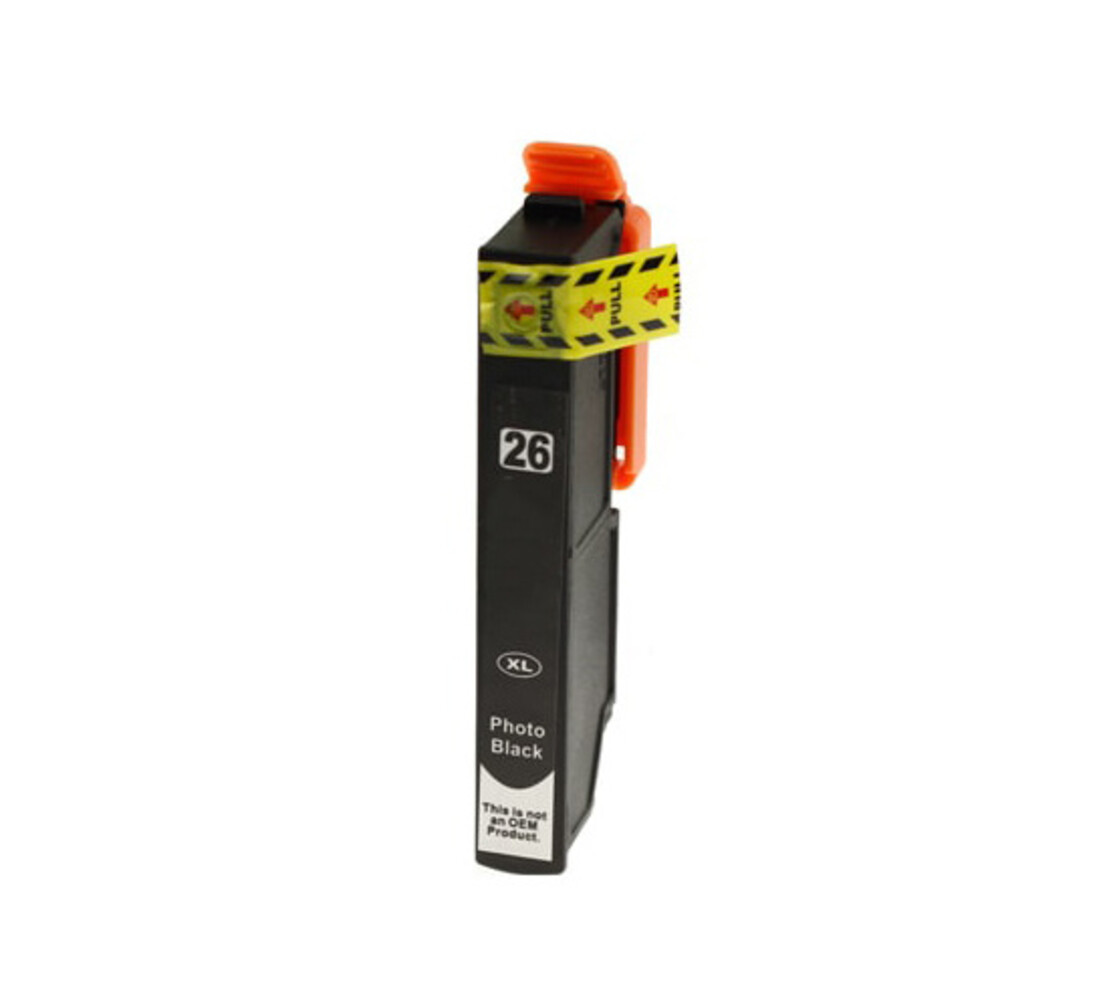 Merkloos C13T26314010 / T2631 zwart inktcartridge - huismerk voor Epson Merkloos C13T26314010 / T2631 zwart inktcartridge - huismerk voor Epson
