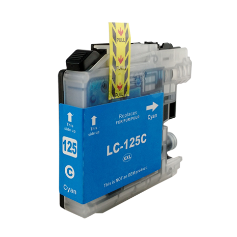 Merkloos LC125XLC cyaan inktcartridge - huismerk voor Brother Merkloos LC125XLC cyaan inktcartridge - huismerk voor Brother