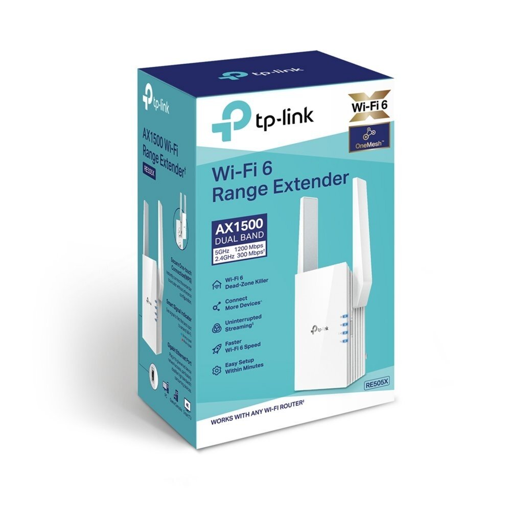TP-Link TP-Link RE505X | AX1500 WiFi 6 Range Extender | Dual Band | Gigabit Ethernet | OneMesh | Access Point Modus | RENEWED