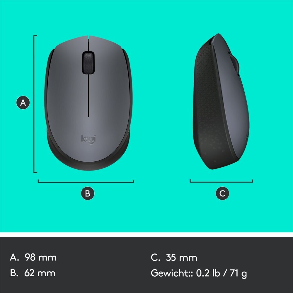 Logitech Logitech M170 | Draadloze Muis | Links- en Rechtshandig | RF | 1000 DPI | Grijs | OPEN BOX Logitech Logitech M170 | Draadloze Muis | Links- en Rechtshandig | RF | 1000 DPI | Grijs | OPEN BOX