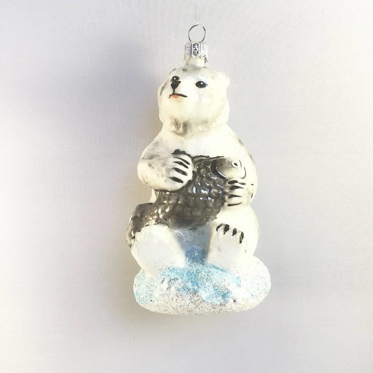 Christmas Ornament Polar Bear with Fish