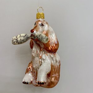 Christmas Ornament Dog with Newspaper
