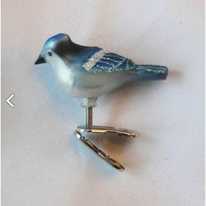 Christmas Decoration Clip Miniature Bird Blue-White