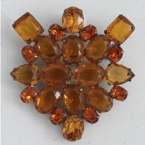 Strass Brooch Cluster Amber