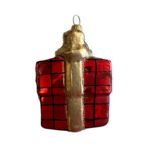 Christmas Ornament Little Present Red-Gold