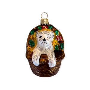 Christmas Ornament Dog in a Basket