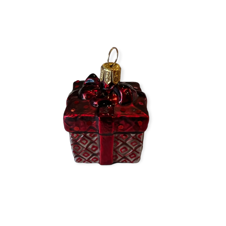 Christmas Ornament Little Present Dark Red