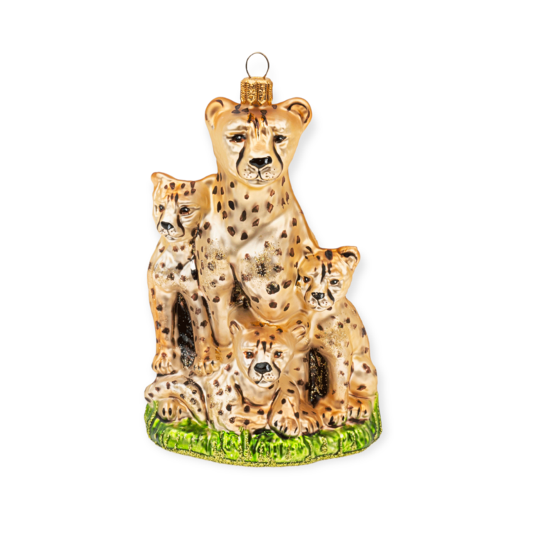 Christmas Ornament Cheetah with Cubs