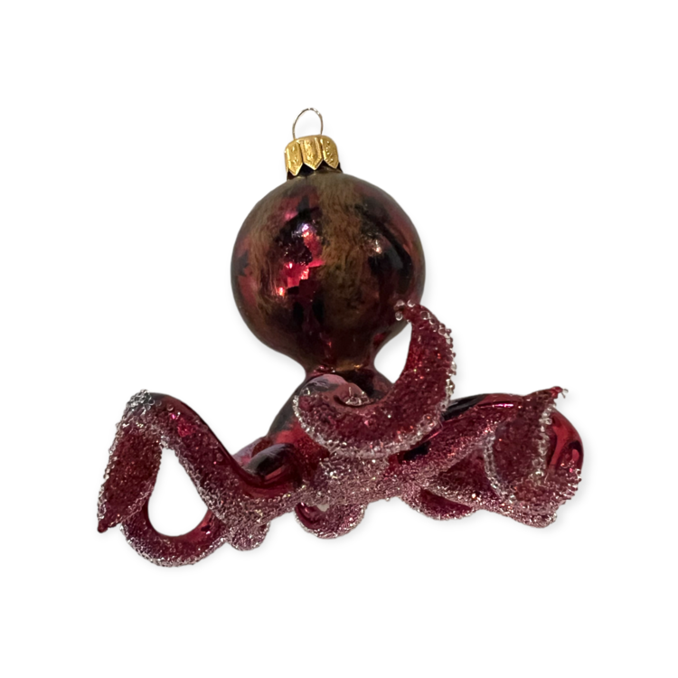 Kerstbal Octopus Rood