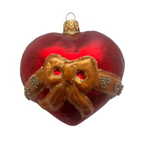 Kerstbal Hart met Tortelduifjes