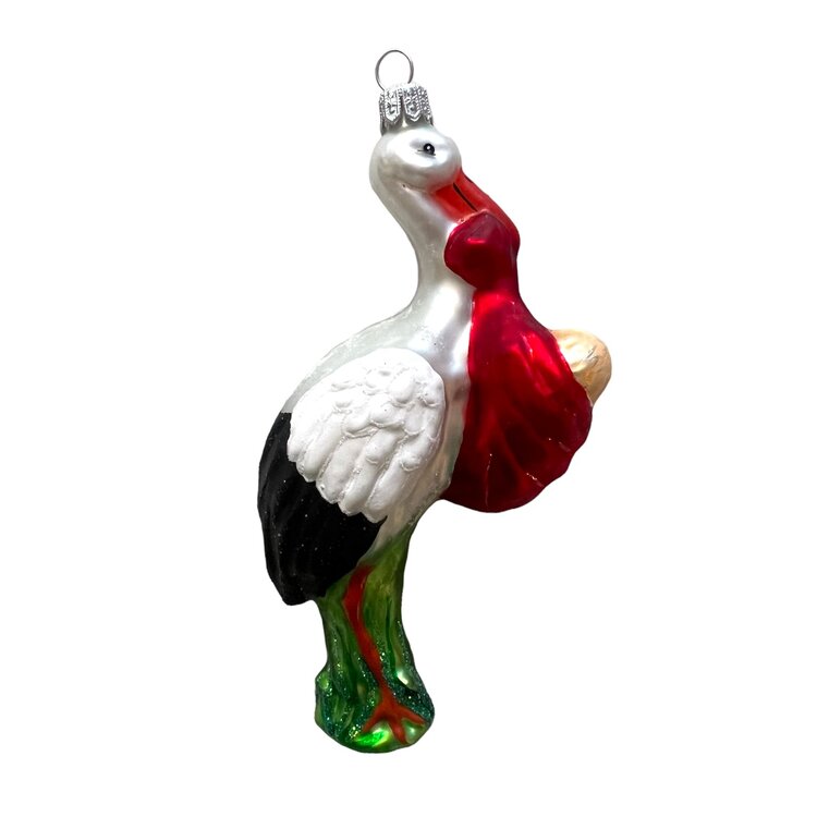 Vogelclip Ooievaar met Baby Rood