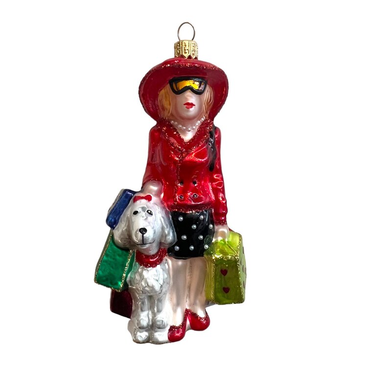 Christmas Ornament Lady Shopping