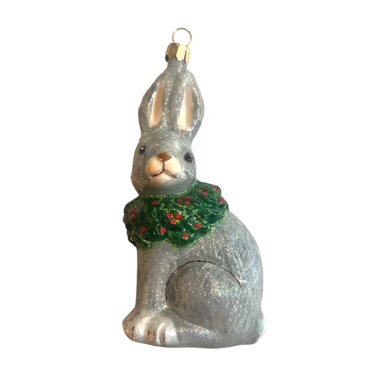 Christmas Ornament Rabbit with Christmas Wreath