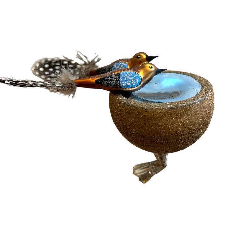 Christmas Ornament Drinking Jay Birds