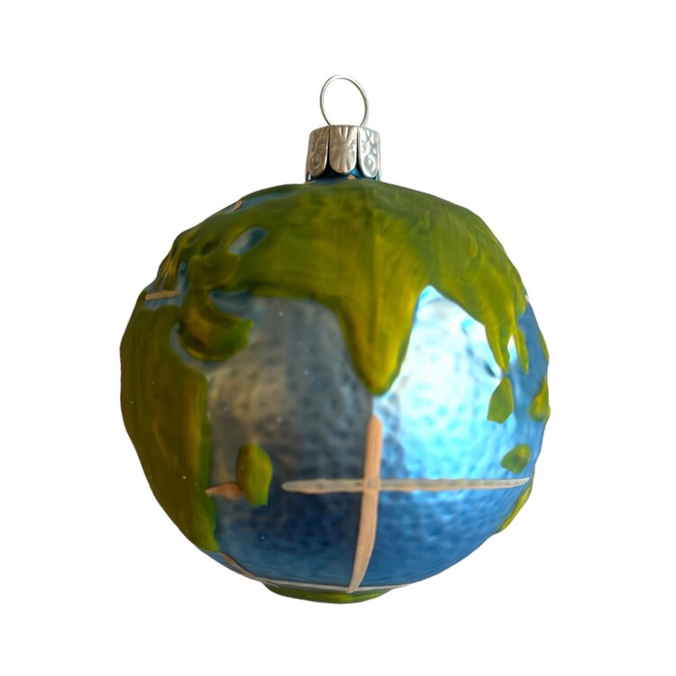 Kerstbal Globe met Vliegtuig