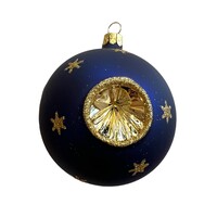 Kerstbal Reflector Blauw met Sterretjes