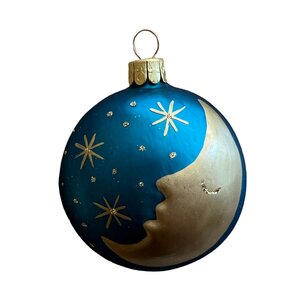 Christmas Ornament Moon Face Blue
