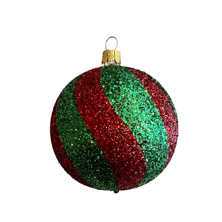 Kerstbal Swirl Groen -Rood