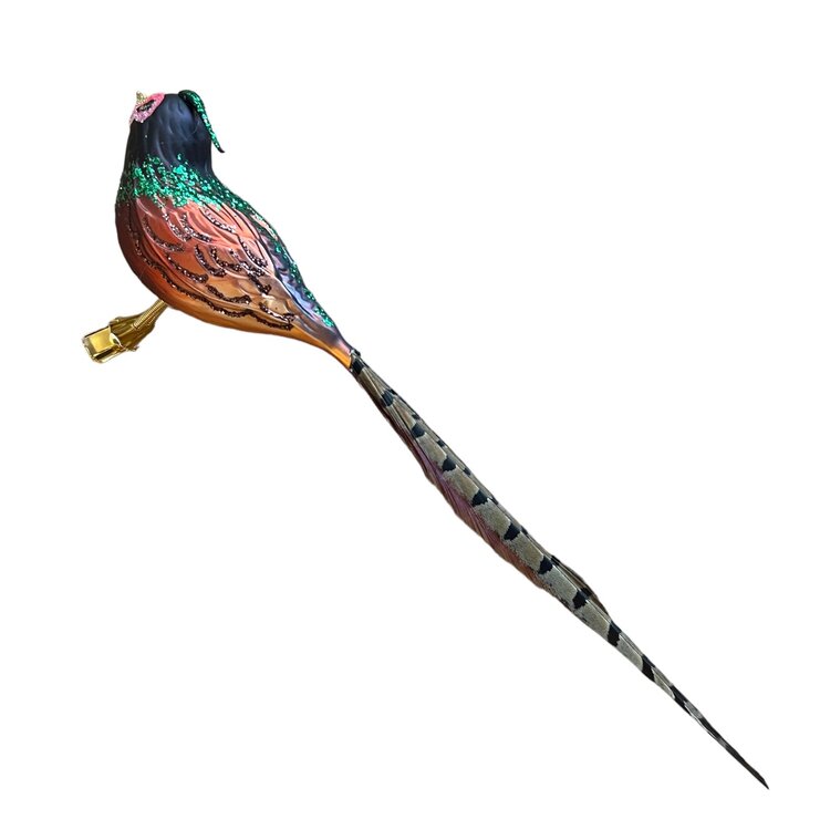 Christmas Ornament Pheasant with Feather