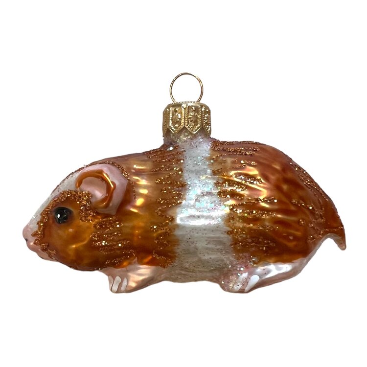 Christmas Ornament Small Guinea Pig Brown - White