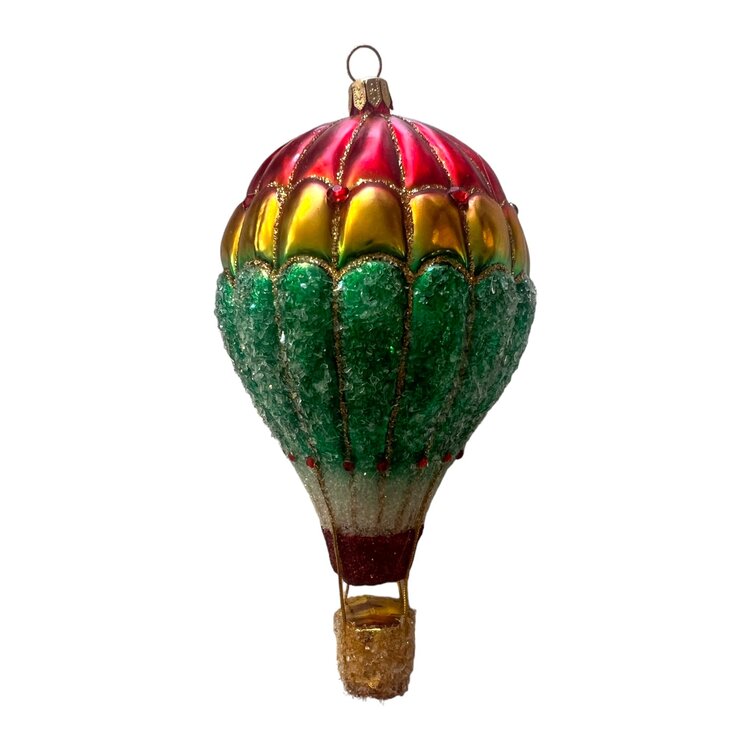 Kerstbal Luchtballon Rood - Groen