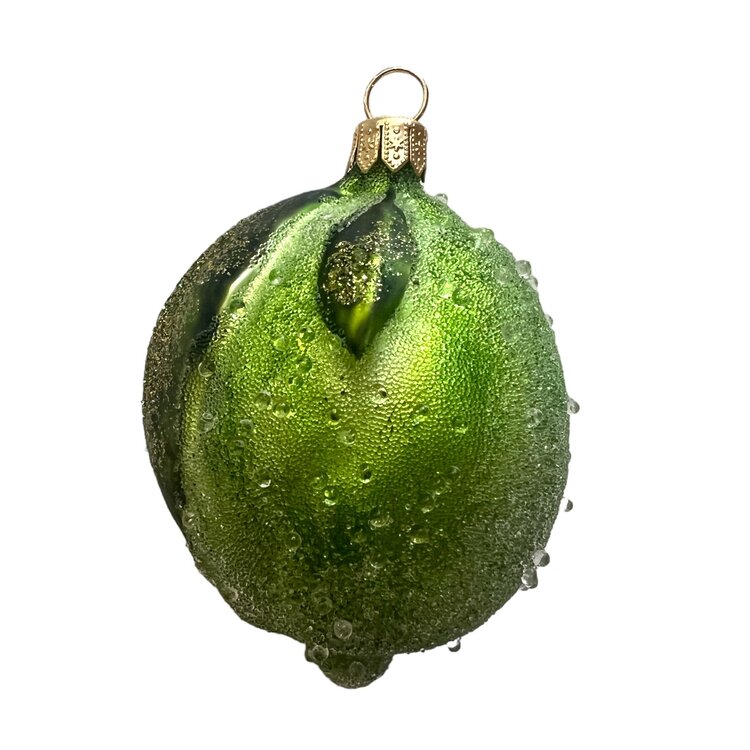 Kerstbal Hele Limoen met Blad Frosted