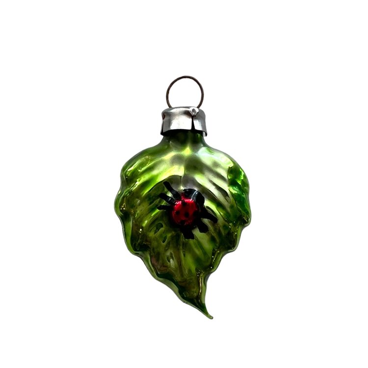 Christmas Ornament Green Leaf Mini