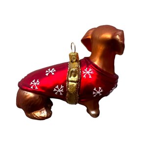 Christmas Ornament Little Dachshund in Red Coat