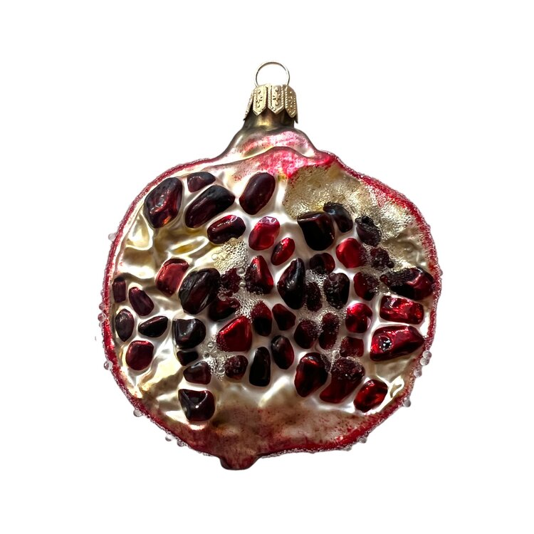 Christmas Ornament Pomegranate Half Frosted