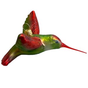 Christmas Ornament Hummingbird Green and Red