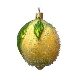 Kerstbal Hele Citroen met Blad Frosted